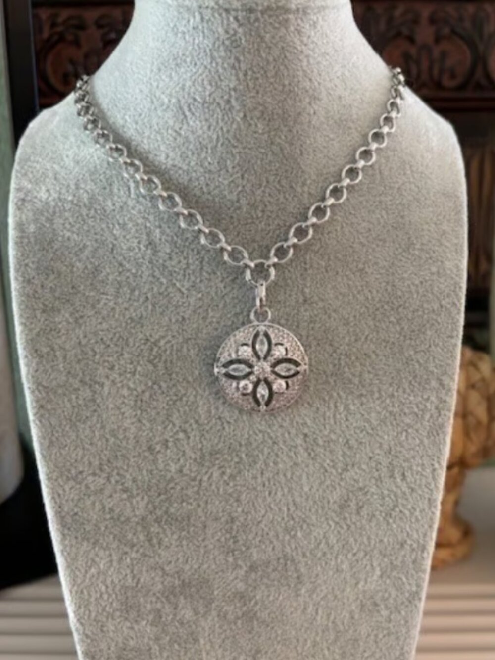 Bomb Party Diamond CZ Necklace on Rhodium Plating